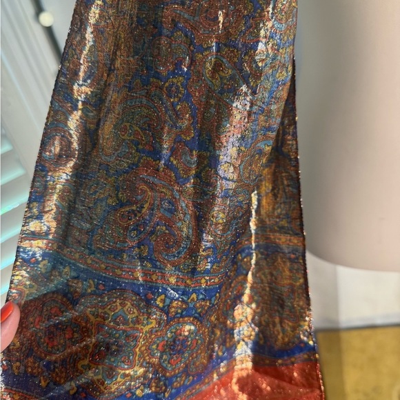 Parisian Made in Italy Metallic Scarf Boho - Picture 2 of 7